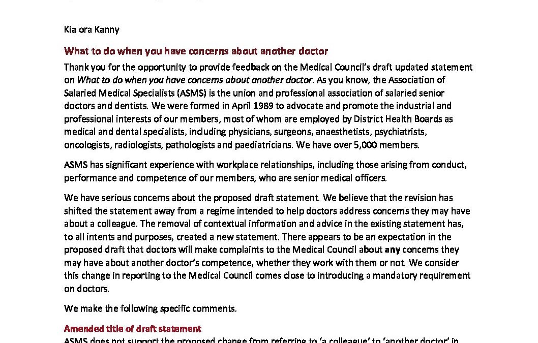 ASMS submission – What to do when you have concerns about another doctor